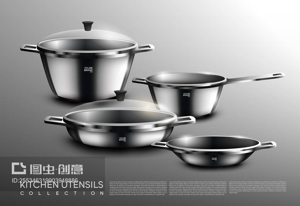 实用厨房厨具套装Realistic Kitchen Cookware Set