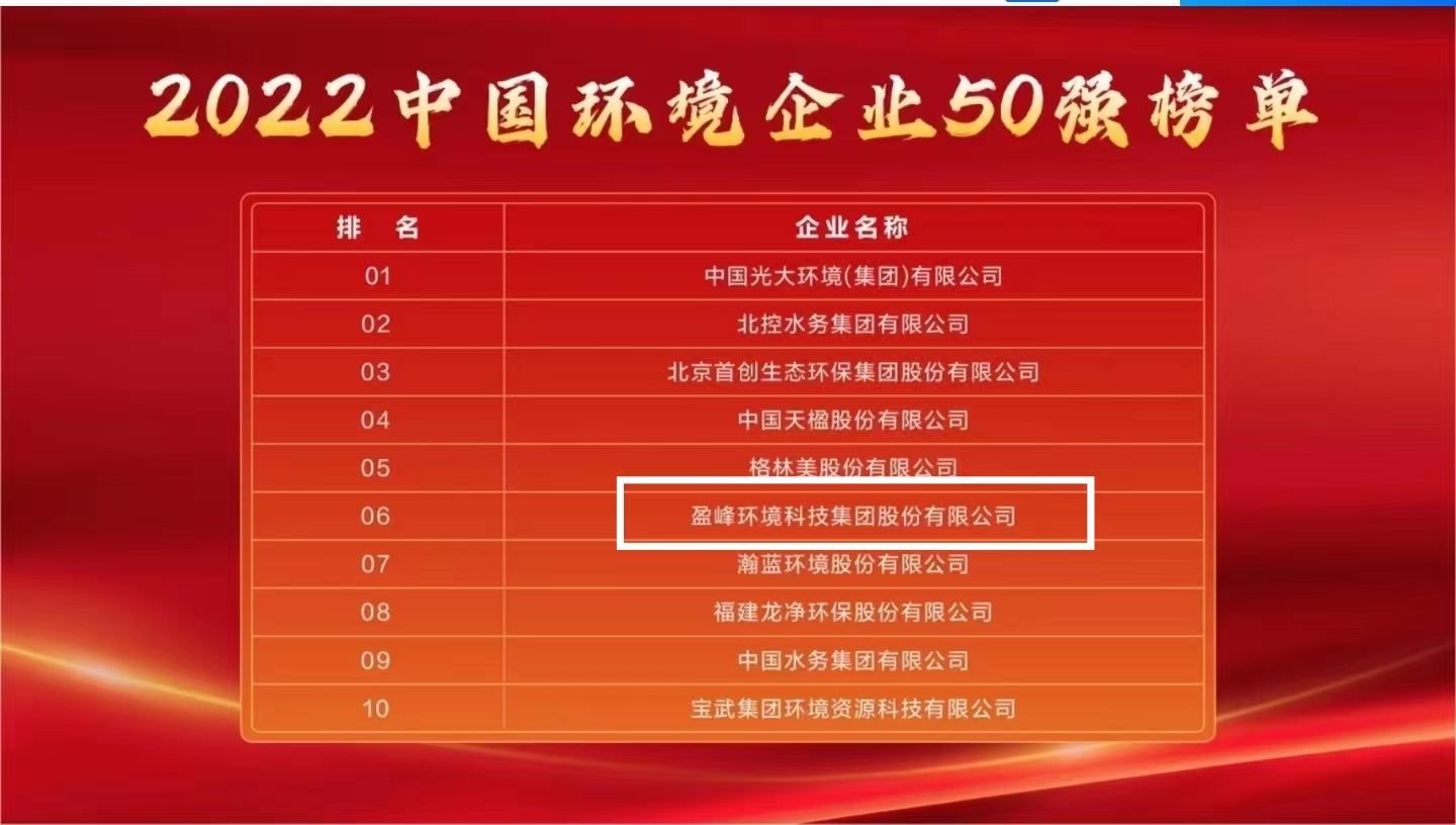 amjs澳金沙门环境连续5年荣登“中国环境企业50强”榜单