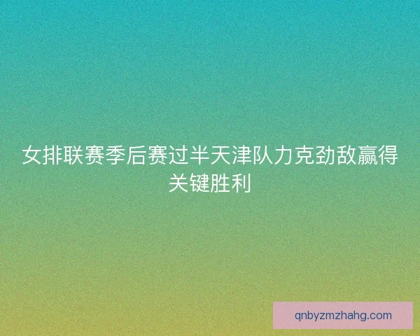女排联赛季后赛过半天津队力克劲敌赢得关键胜利